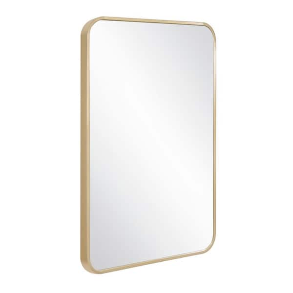 Design House Isla 24 in. W x 36 in. H Rectangular Modern Metal Framed Wall Mounted Bathroom Vanity Mirror in Brushed Gold