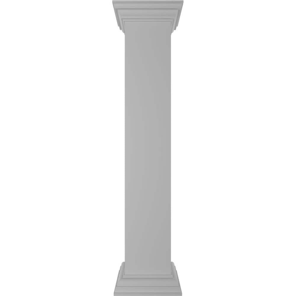 Ekena Millwork Plain 48 in. x 8 in. White Box Newel Post with Flat