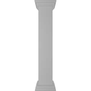 Plain 48 in. x 8 in. White Box Newel Post with Flat Capital and Base Trim (Installation Kit Included)