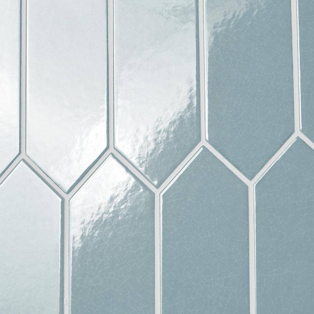 Camino Blue Polished Ceramic Hexagon Wall Tile