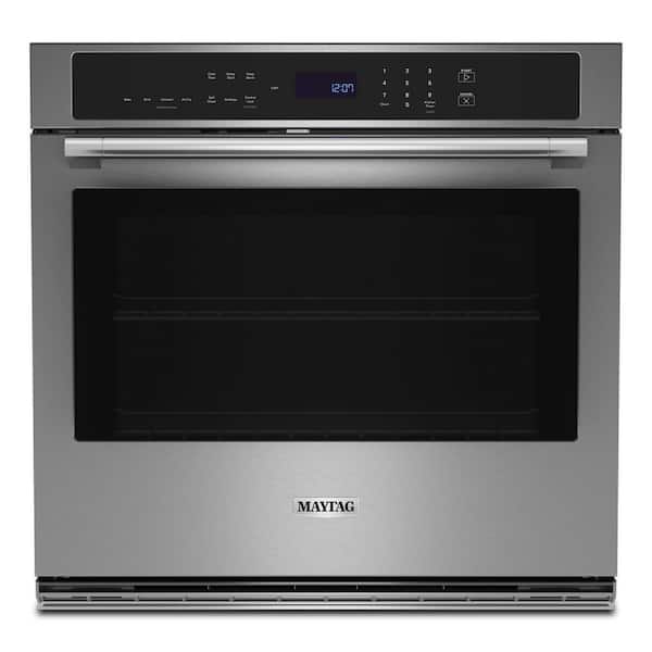 Maytag 27 in. Single Electric Wall Oven with Convection Self-Cleaning in Fingerprint Resistant Stainless Steel