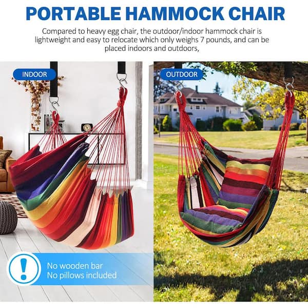 Ourdoor Hanging Hammock Chair - Comfortable Tree Swing Chair Without  Pillows 330 lbs. Weight Capacity (Rainbow) B08CML8TSQ - The Home Depot
