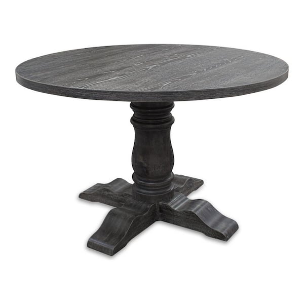 Weathered Grey Round Dining Table, Distressed Grey Round Dining Table