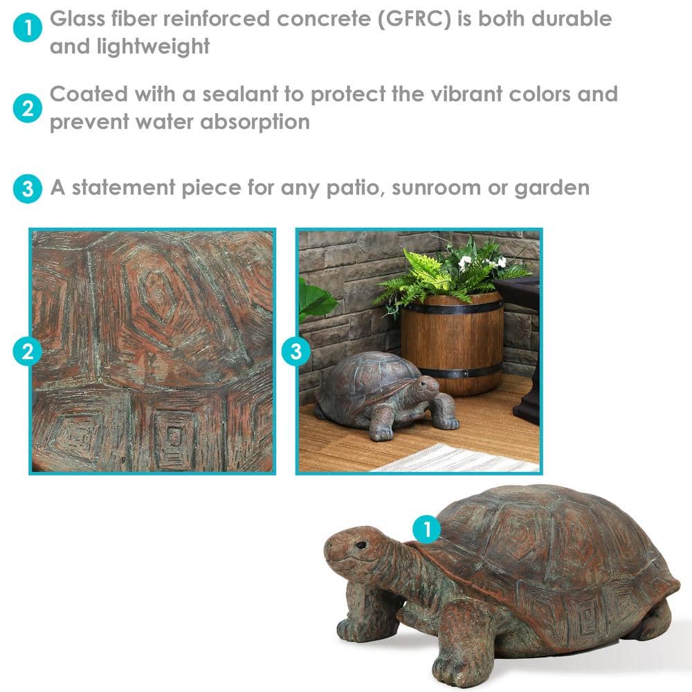 Talia the Tortoise 29" Brown Glass Fiber Reinforced Concrete Garden Statue