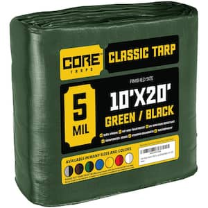 10 ft. x 20 ft. Green/Black 5 Mil Heavy Duty Polyethylene Tarp, Waterproof, UV Resistant, Rip and Tear Proof