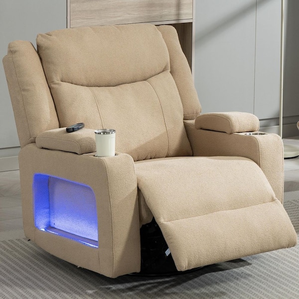 aisword Camel Dual-Motor Swivel Velvet Recliner Rocking Chair with aisword Camel Dual-Motor Swivel Velvet Recliner Rocking Chair with