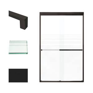 Frederick 47 in. W x 76 in. H Sliding Semi-Frameless Shower Door in Matte Black with Frosted Glass