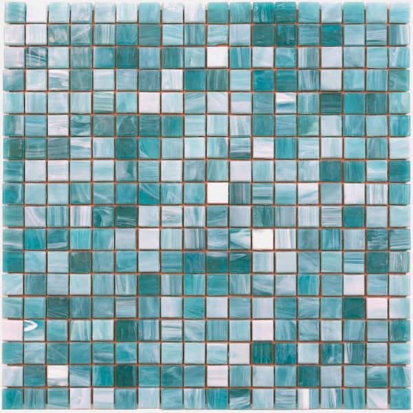 Apollo Tile Skosh 4" x 6" Glossy Arctic Blue Glass Mosaic Uniform square Wall and Floor Sample Tile (0.13 sq. ft./Piece) (1-Pack)