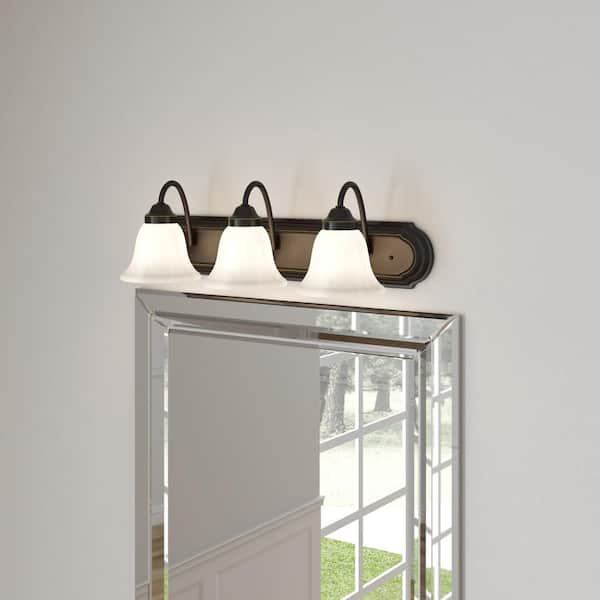 Progress Lighting Solvang 24 in. 3-Light Antique Bronze Traditional Bathroom Vanity Light with Alabaster Glass