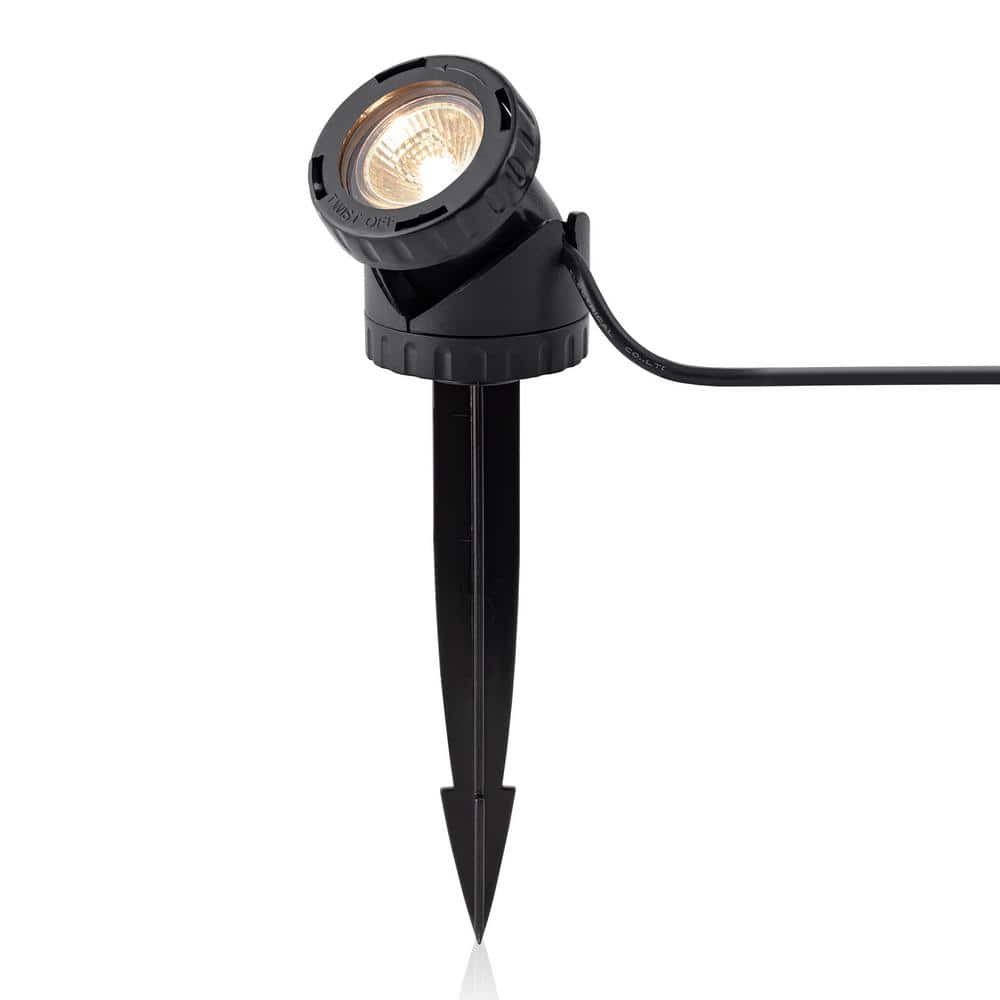 Black Plastic Outdoor Corded Landscape Spotlight with Colored Lenses