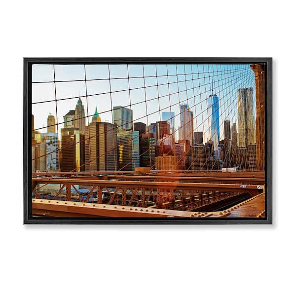 Stupell Industries Cityscape Through Bridge by Seven Trees Design Black Floater Frame Abstract Graphic Art Print 17 in. x 25 in.