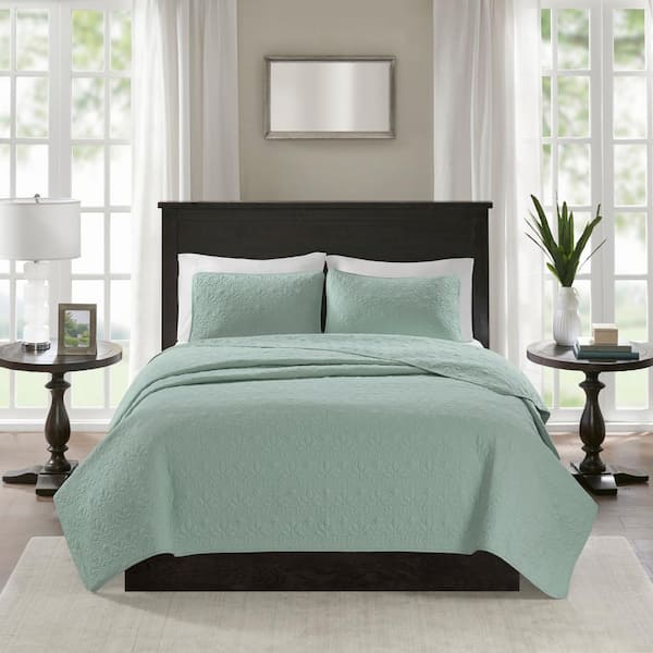 Madison Park Mansfield 3-Piece Seafoam King/Cal King Coverlet Set