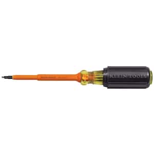 #1 Insulated Square-Recess Tip Screwdriver with 4 in. Round Shank- Cushion Grip Handle