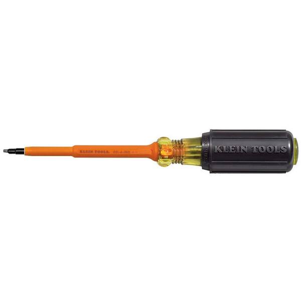 Klein Tools #1 Insulated Square-Recess Tip Screwdriver with 4 in. Round Shank- Cushion Grip Handle