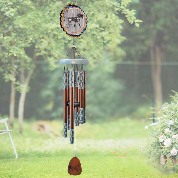 37 in. Aluminum Wind Chime for Outside with 3D Animations Horse