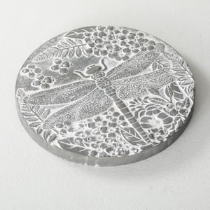 11 in. x 11 in. x 1 in. Round Cement Dragonfly Stepping Stone