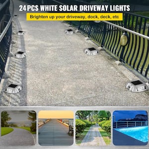 Driveway Lights 24-Pack Outdoor Waterproof Wireless 6 LEDs Solar Dock Lights Marine for Walkway Sidewalk Steps, White