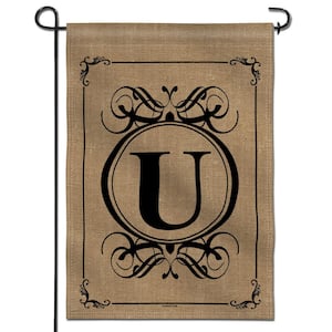 18 in. x 12.5 in. Classic Monogram Letter U Garden Flag, Double Sided Family Last Name Initial Yard Flags