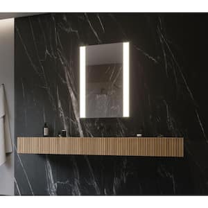 24 in. W x 36 in. H Rectangular Powdered Gray Framed Surface Wall Mounted Bathroom Vanity Mirror 3000K LED