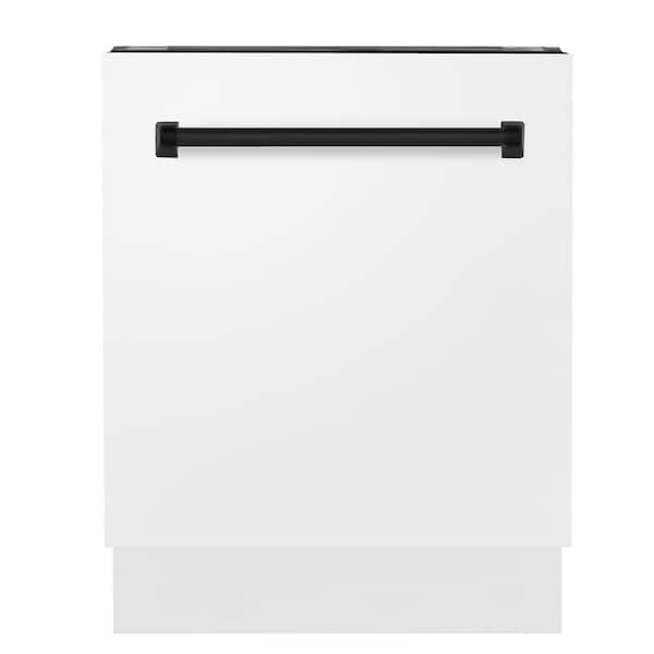 ZLINE Kitchen and Bath Autograph Edition 24 in. Top Control 8-Cycle Tall Tub Dishwasher with 3rd Rack in White Matte and Matte Black