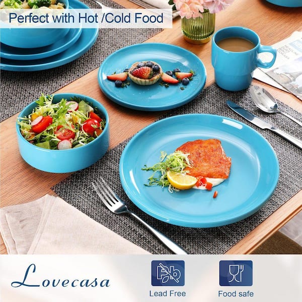 LOVECASA 16-Piece Navy Blue Porcelain Dinnerware Set Service for 4