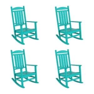 Kenly Turquoise Classic Plastic Outdoor Rocking Chair (Set of 4)