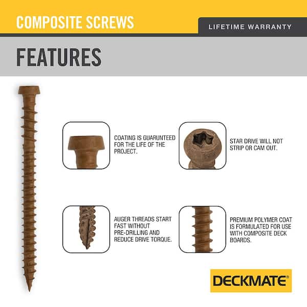 DECKMATE 10 x 2-1/2 in. Brown Pan-Head Composite  Deck Screws 5 lbs.-Box (371-Piece)