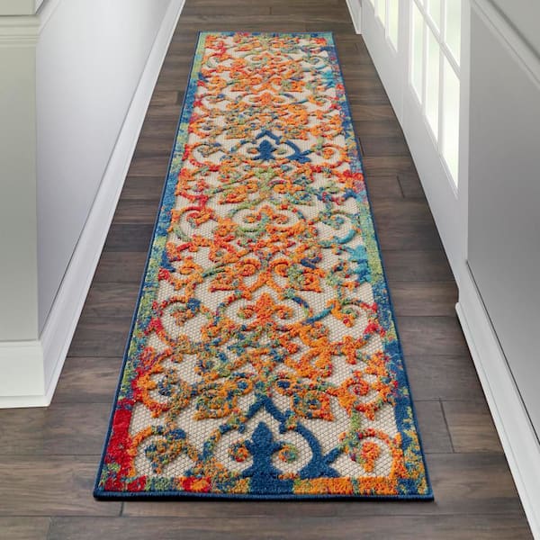 Aloha Multicolor 2 ft. x 8 ft. Kitchen Runner Moroccan Modern Indoor/Outdoor Patio Area Rug