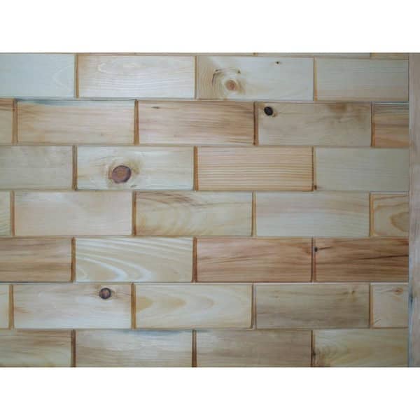 Rustix Woodbrix 3 in. x 8 in. Northeastern White Pine Wooden Wall Tile