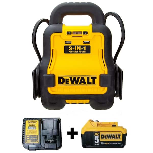 DEWALT Battery Booster Combo Pack Compatible With 20V XR 5 AH Lithium-Ion  Battery, includes 5AH Battery and Charger DXAE20VBBK - The Home Depot