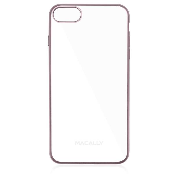 Macally Clear iPhone7 Plus TPU Protective Case with Rose Gold Matte Trim