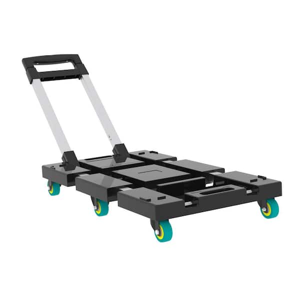 Black 330 lb. D-Handle Plastic Foldable Hand Truck for Home, Store and Factory