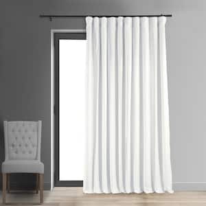 Signature Primary White Extra Wide Blackout Velvet Rod Pocket Curtain - 100 in. W x 108 in. L (1 Panel)