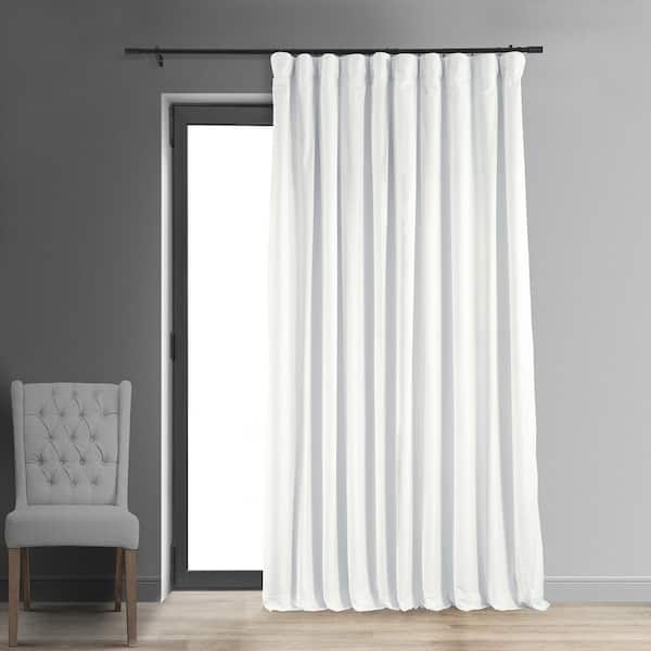 Exclusive Fabrics & Furnishings Signature Primary White Extra Wide Blackout Velvet Rod Pocket Curtain - 100 in. W x 120 in. L (1 Panel)