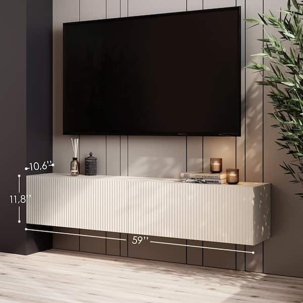 LIVING SKOG Camelia 59 in. Beige Floating TV Stand Fits TV's up to 65 in. with Wall Mount feature TVStandCamelia1500Beige