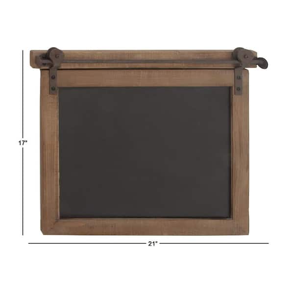 21 in. x 17 in. Wood Brown Sign Wall Decor with Chalkboard