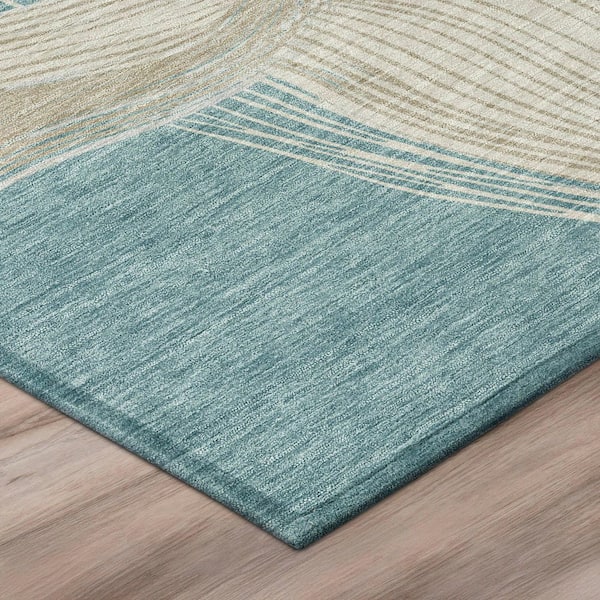 Chantille Machine Washable Indoor/Outdoor Abstract ACN3057 Teal 8 ft. x 10 ft. Area Rug