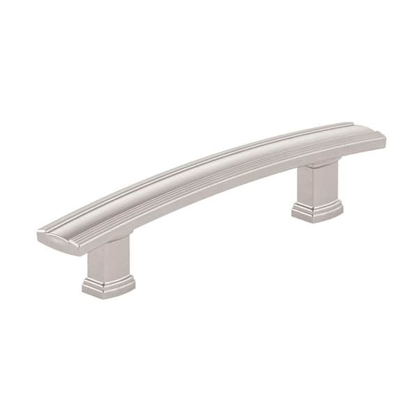 Richelieu Hardware Marsala Collection 3 3/4 in. (96 mm) Grooved Brushed Nickel Transitional Rectangular Cabinet Bar Pull