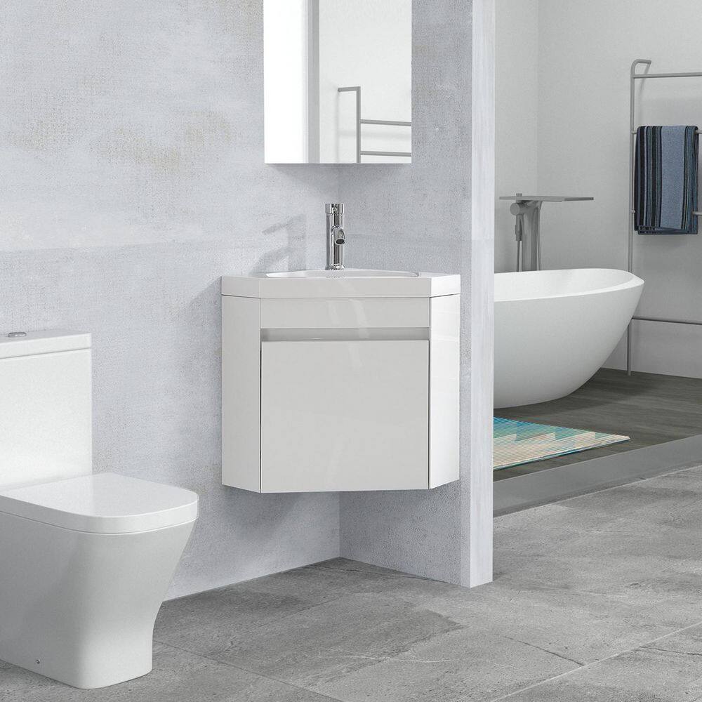 15.74 in. W x 15.74 in. D x 19.29 in. H Single Sink Bath Vanity in White with White Ceramics Top. price history on PriceWatchPro