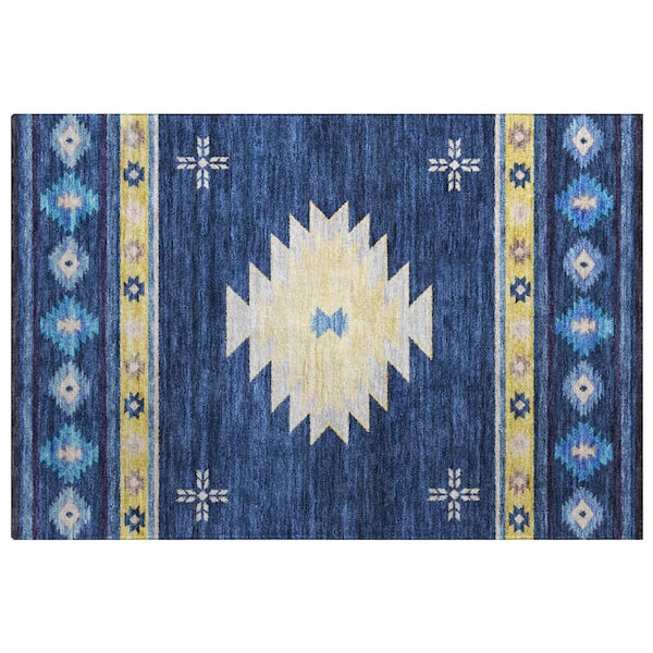 Dream Shag Premium Machine Washable Abstract ADS179 Blue 2 ft. x 3 ft. Accent Rug