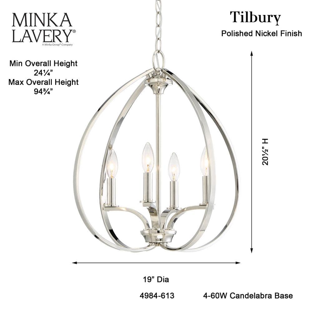 Enchanted Carriage Polished Nickel 4-Light Candelabra Pendant