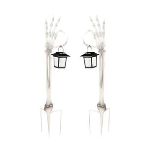 29 in. Skeleton Hand Garden Stake with Solar Flickering Light Lantern