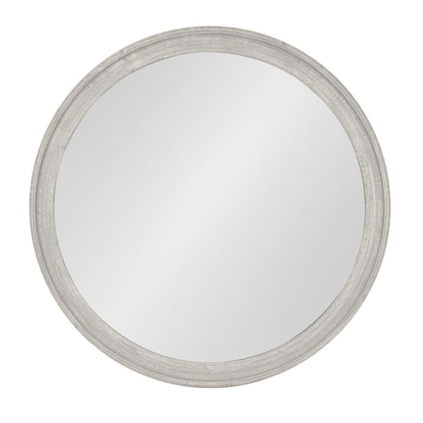 Medium Round Gray American Colonial Mirror (38 in. H x 28 in. W)