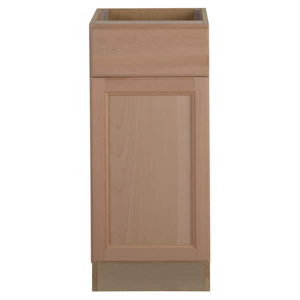 Hampton Bay Easthaven Shaker Assembled 15x34.5x24 in. Frameless Base Cabinet with Drawer in Unfinished Beech