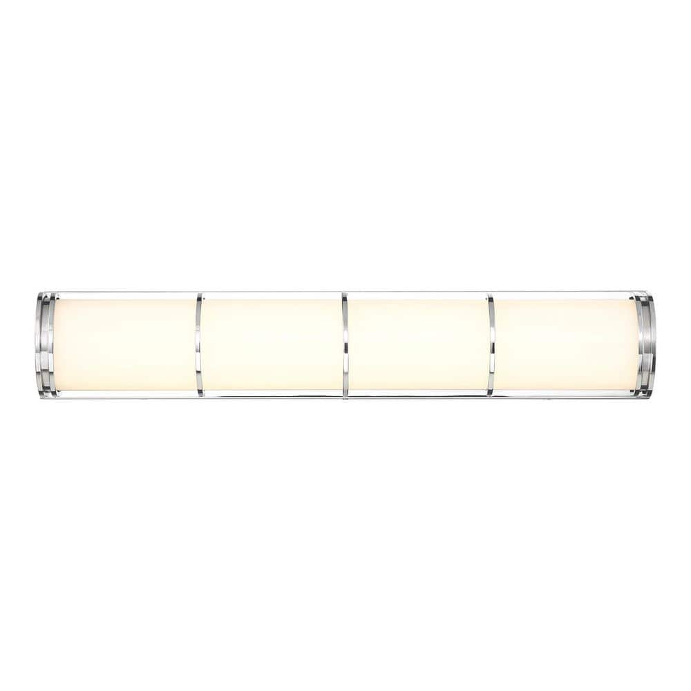Harper 26 in. W x 4.64 in. H Chrome LED Contemporary Bathroom Vanity Light with White Etched Glass Shades price history on PriceWatchPro