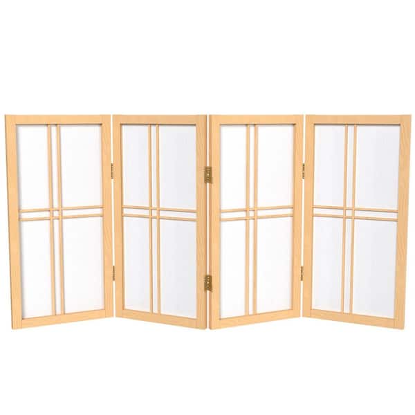 Oriental Furniture 2 ft. Short Desktop Double Cross Shoji Screen - Natural - 4 Panels