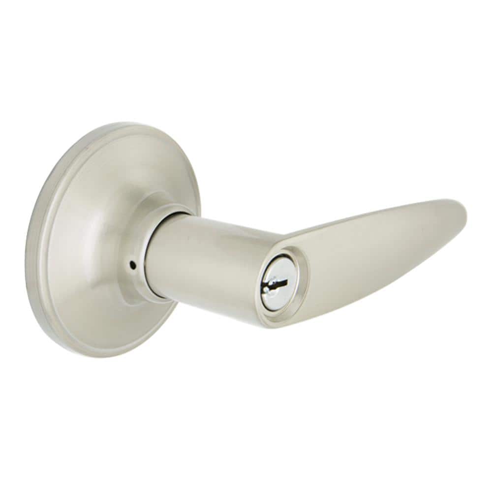 Straight Satin Nickel Keyed Entry Door Lever