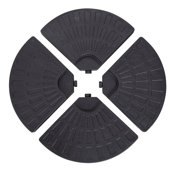 4-Piece HDPE Plastic Outdoor 52L Fan-shaped Patio Umbrella Base, for Cantilever Umbrella in Black