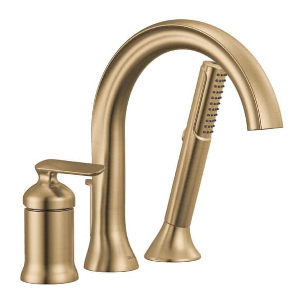 Bonacci Gold 1-Handle Roman Tub Trim in Lumicoat Champagne Bronze with Hand Shower (Valve Not Included)