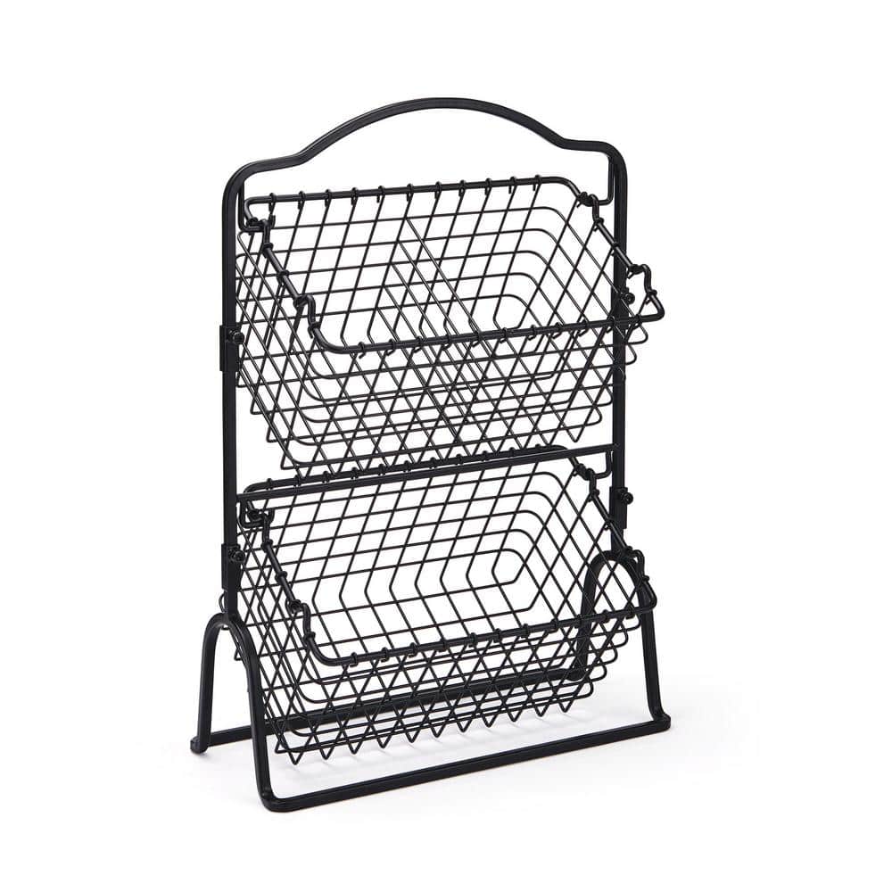 Mikasa Gourmet Basics Grid 2 Tier Metal Wire Basket Black 5292301 - The  Home Depot